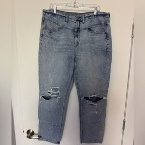 American Eagle Outfitters Light Blue Distressed Mom Jeans